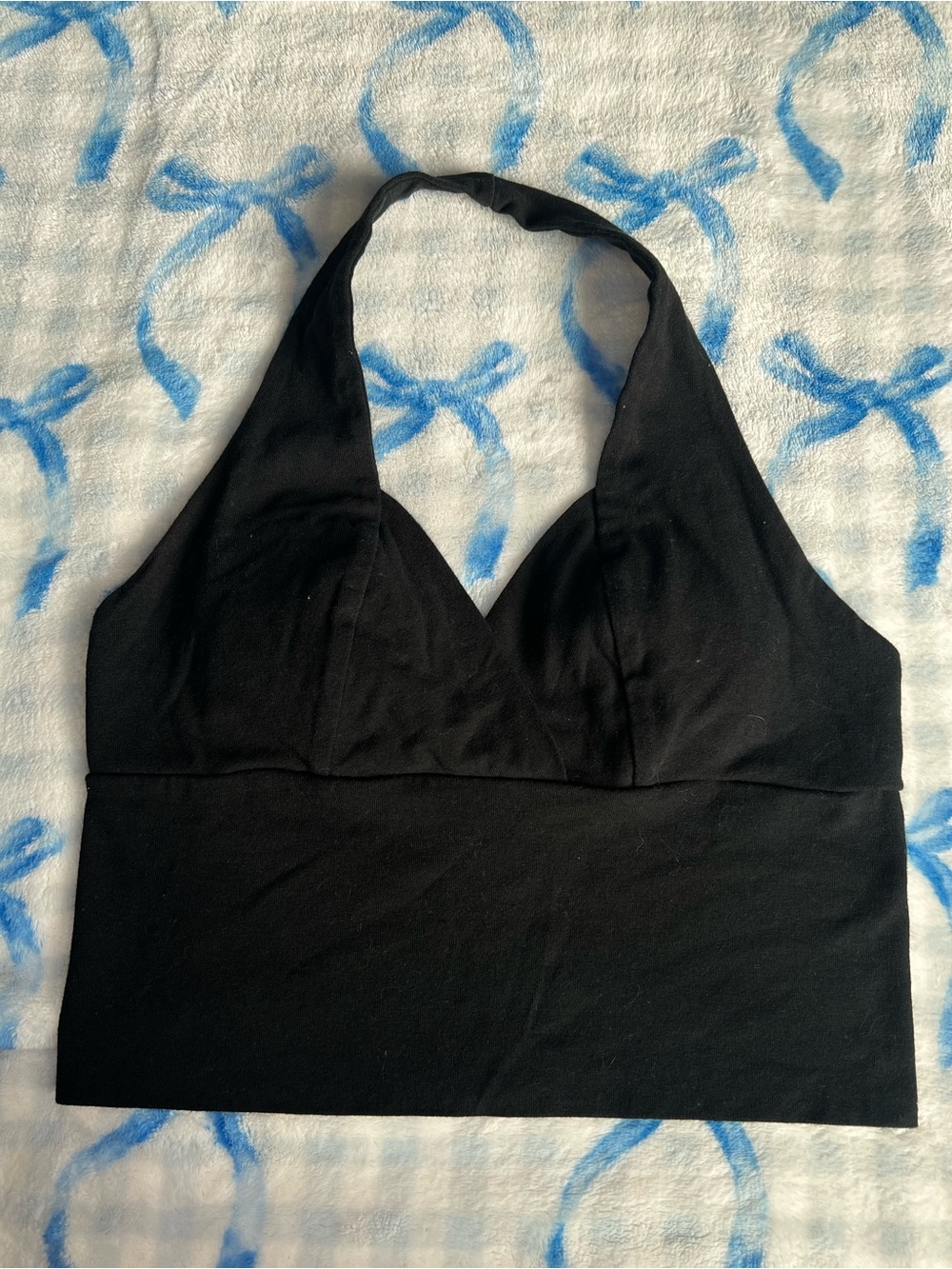 Women's Black Halter Crop Top
